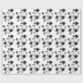 Papier Cadeau Fleurs vintages de noir de style (Plat)