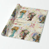 Papier Cadeau Fleurs vintages en Bottes (Déroulé)