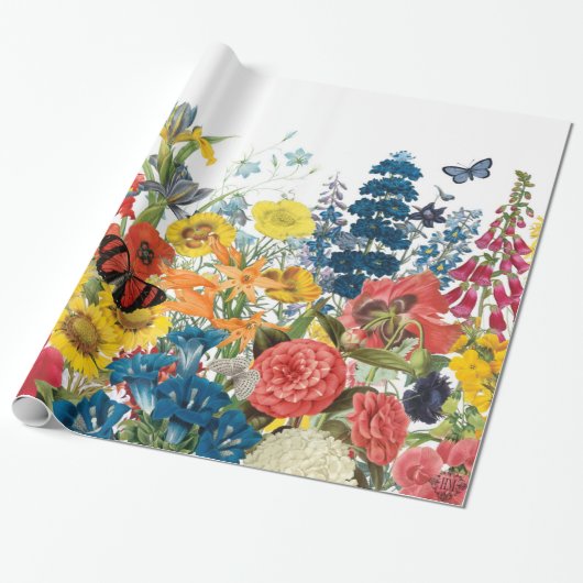 Papier Cadeau fleurs vintages modernes (Déroulé)
