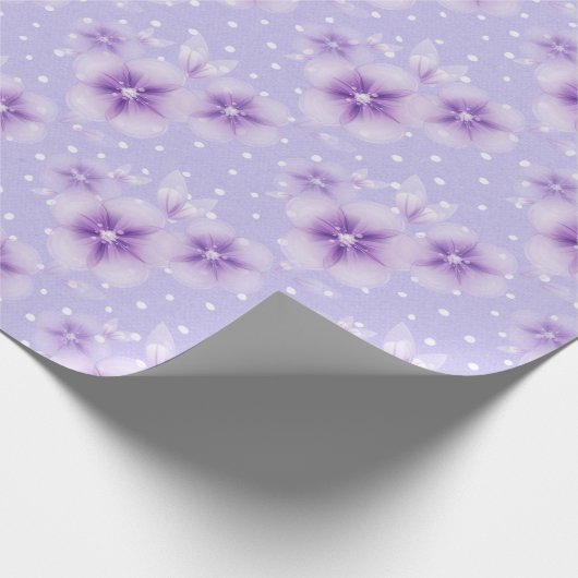Papier Cadeau Fleurs violettes à points (Coin)