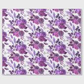 Papier Cadeau Fleurs violettes aquarelle Violet floral Botanique (Plat)