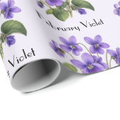 Papier Cadeau Fleurs Violettes de Février (Coin rond)