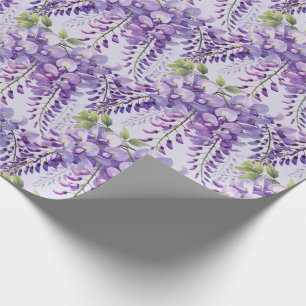 Papier Cadeau Fleurs violettes de glycine Fleurs sauvages Aquare