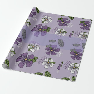Papier Cadeau fleurs violettes et blanches