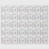 Papier Cadeau Fleurs violettes et paillettes blanches (Plat)