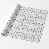 Papier Cadeau Fleurs violettes et paillettes blanches (Déroulé)