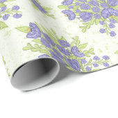Papier Cadeau Fleurs violettes lilas florales de printemps (Coin rond)