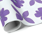 Papier Cadeau Fleurs violettes sur fond clair (Coin rond)