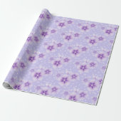 Papier Cadeau Fleurs violettes sur points (Déroulé)