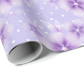 Papier Cadeau Fleurs violettes sur points (Coin rond)