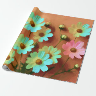 Papier Cadeau Fleurs Zinnia Elegans