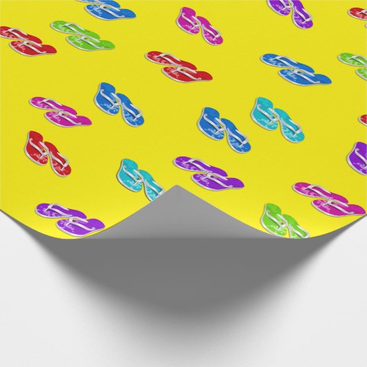 Papier Cadeau Flip-flops sur Jaune (Coin)