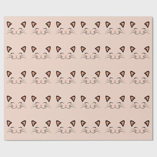 Papier Cadeau Floating Kitten Cat Face Pattern  (Plat)