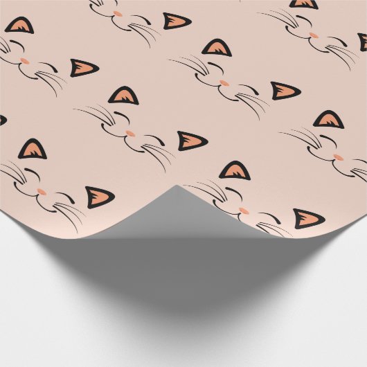 Papier Cadeau Floating Kitten Cat Face Pattern  (Coin)