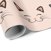 Papier Cadeau Floating Kitten Cat Face Pattern  (Coin rond)