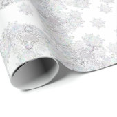 Papier Cadeau flocon blanc (Coin rond)