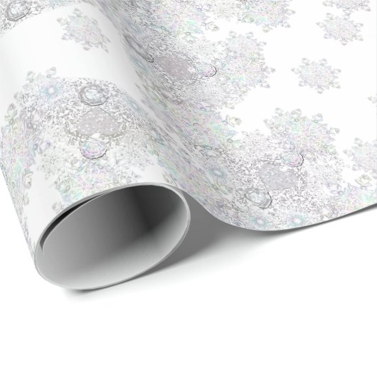 Papier Cadeau flocon blanc (Coin rond)