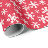 Papier Cadeau Flocon blanc rouge classique (Coin rond)