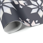 Papier Cadeau Flocon de neige Abstrait Noël (Coin rond)