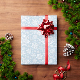 Papier Cadeau Flocon de neige blanc élégant (bleu givré)