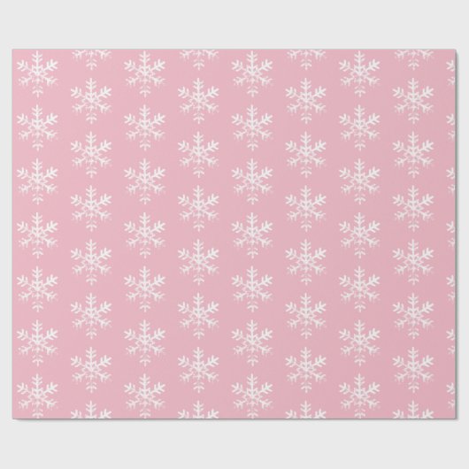 Papier Cadeau Flocon de neige blanc rustique rose (Plat)