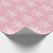 Papier Cadeau Flocon de neige blanc rustique rose (Coin)