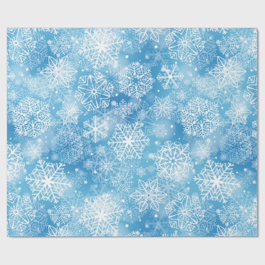 Papier Cadeau Flocon de neige bleu (Plat)
