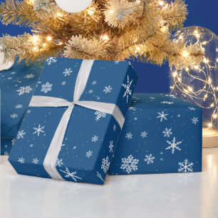 Papier Cadeau Flocon de neige bleu Hiver Noël Vacances