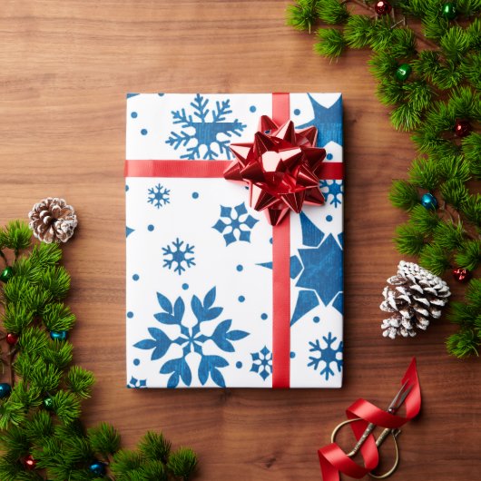 ❄️ Papier Cadeau Flocon de Neige Bleu pour les Cad (Cadeau de vacances)
