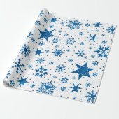 ❄️ Papier Cadeau Flocon de Neige Bleu pour les Cad (Déroulé)