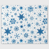 ❄️ Papier Cadeau Flocon de Neige Bleu pour les Cad (Plat)