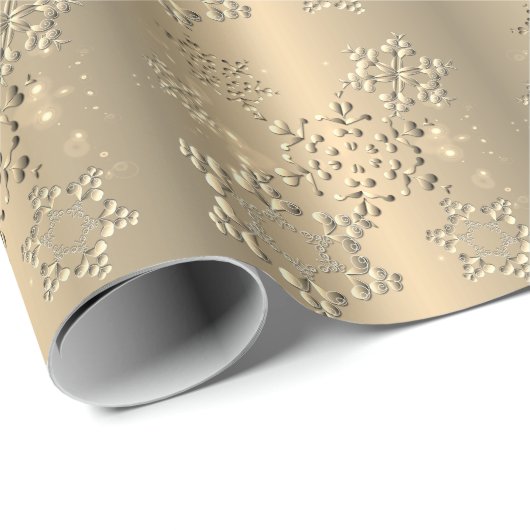Papier Cadeau Flocon de neige Bronzy (Coin rond)