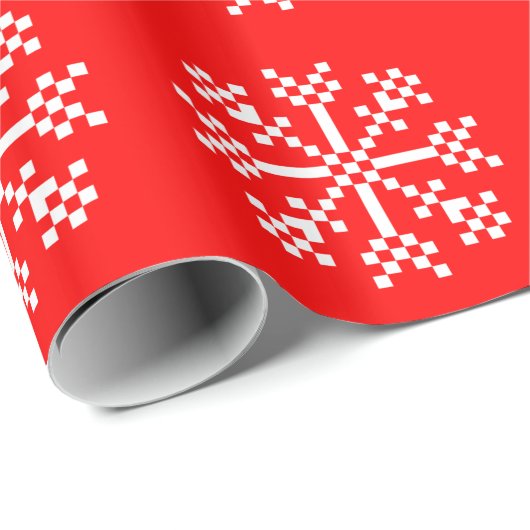 Papier Cadeau flocon de neige de jeu vidéo de 8 bits (Coin rond)