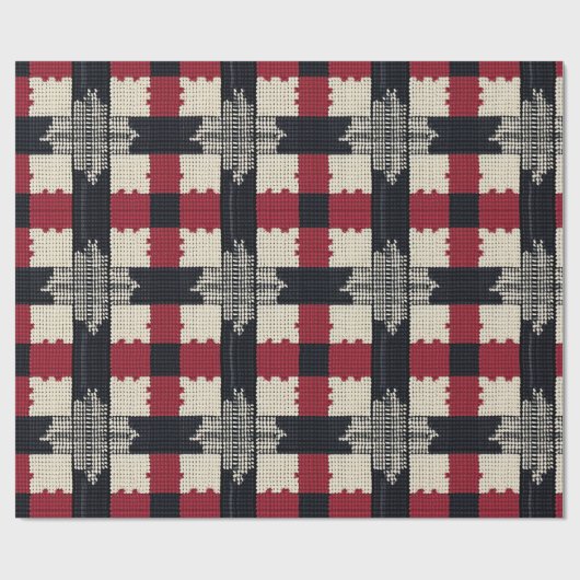 Papier Cadeau Flocon de neige de Knit rustique - Boho d'hiver co (Plat)