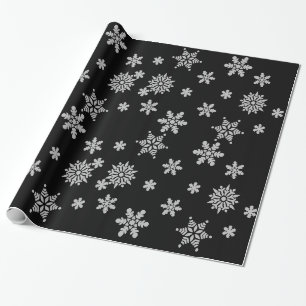 Papier Cadeau Flocon de neige de Noël en cristal noir