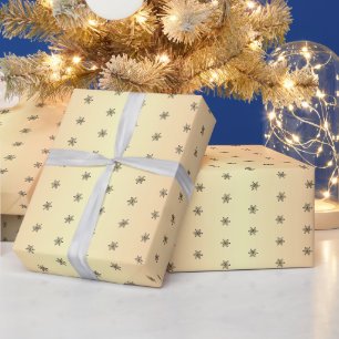 Papier Cadeau Flocon de neige de Noël métallisé doré festif 