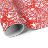 Papier Cadeau Flocon de neige de Noël Motif de luxe Rouge (Coin rond)