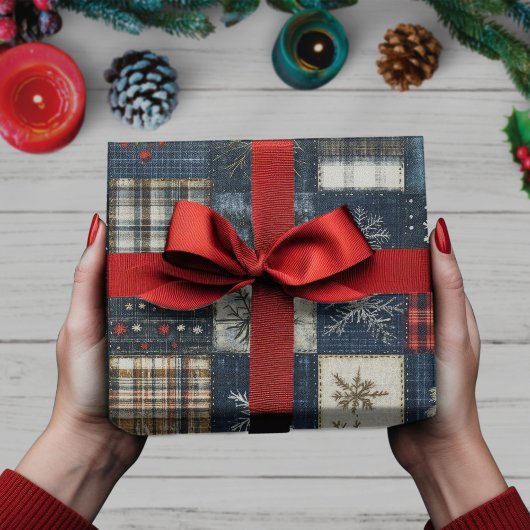 Papier Cadeau Flocon de neige de Noël rétrospectif