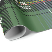 Papier Cadeau Flocon de neige écossais vert Tartan - Noël person (Coin rond)