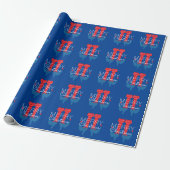 Papier Cadeau Flocon de Neige Écriture Rouge Bleu (Déroulé)