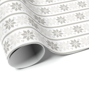 Papier Cadeau Flocon de neige élégant gris blanc Noël