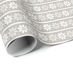 Papier Cadeau Flocon de neige élégant gris blanc Noël