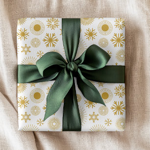 Papier Cadeau Flocon de neige en or blanc motif Noël Hiver