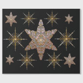 Papier Cadeau Flocon de neige en rose de la nuit (Plat)