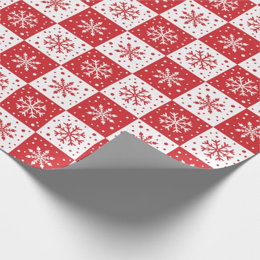 Papier Cadeau Flocon de neige et Motif de neige (rouge) (Coin)