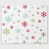 Papier Cadeau Flocon de neige fantaisie en rouge, vert, le bleu (Plat)