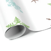 Papier Cadeau Flocon de neige fantaisie en rouge, vert, le bleu (Coin rond)