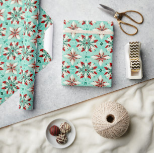 Papier Cadeau Flocon de neige géométrique motif kaléidoscope de 
