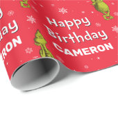 Papier Cadeau Flocon de neige Grinch Anniversaire (Coin rond)