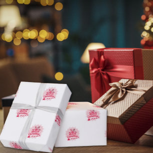 Papier Cadeau Flocon de neige Mandala rouge & traîneau du Père N